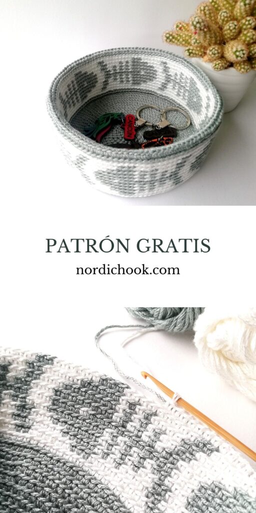 Patrón gratis: Canasta en crochet tapestry Huesitos de pescado