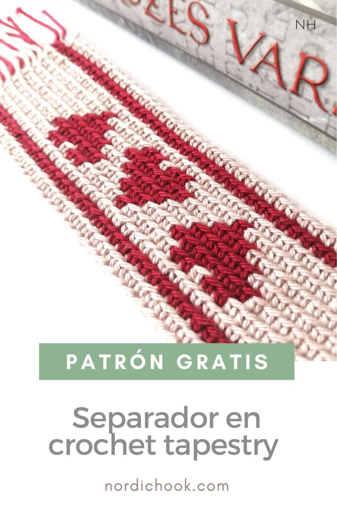 Patrón gratis: Separador en crochet tapestry con corazones