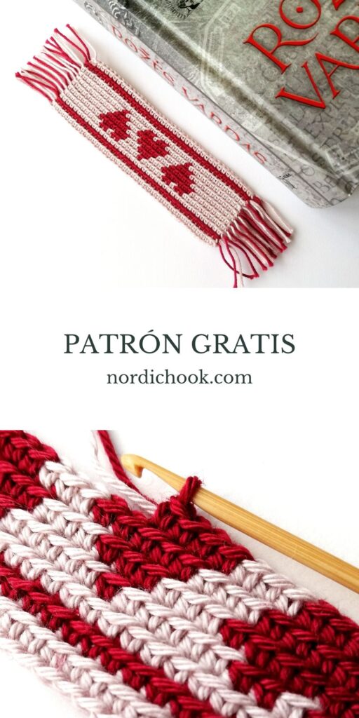 Patrón gratis: Separador en crochet tapestry con corazones